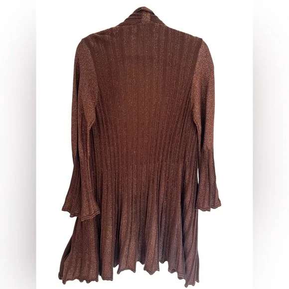 Once 1 Again Women Long Sweater Cardigan. Size M Color Brown and Gold - Picture 2 of 4